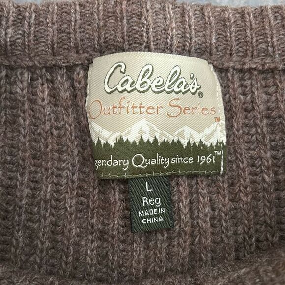 Cabela’s Lambswool brown Crewneck Sweater Lg - Picture 2 of 8